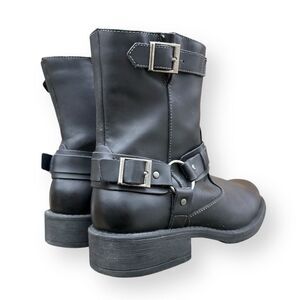 Lavorazione Artigiana Black Leather Motorcycle Biker Boots Mens Size 10.5